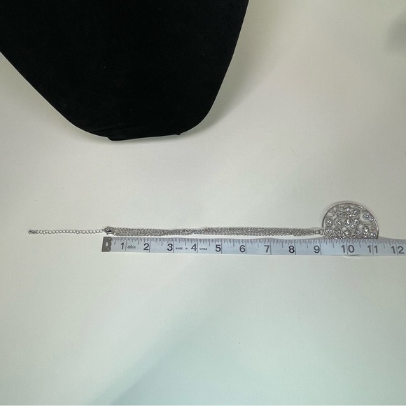 Vintage Silver Plated and Rhinestone Pendant Necklace - Picture 4 of 6